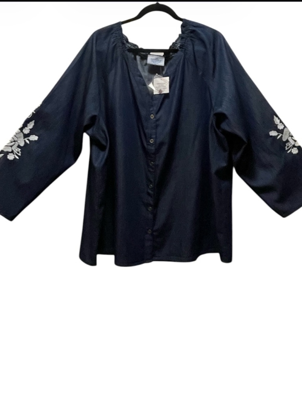 The Skyline Collection Navy Button-Front Women’s Top